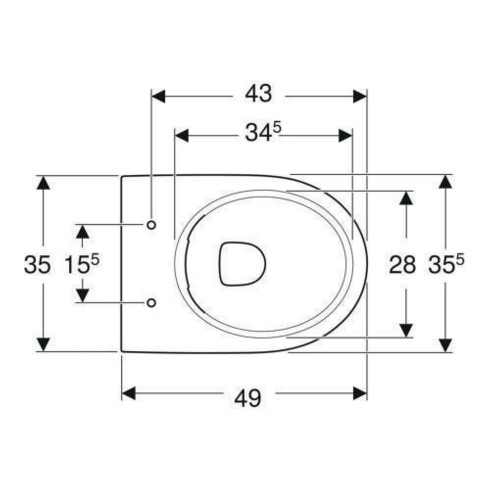 Geberit WC sur pied, chasse profonde Renova évac. hor., semi-fermé, rimfree, blanc