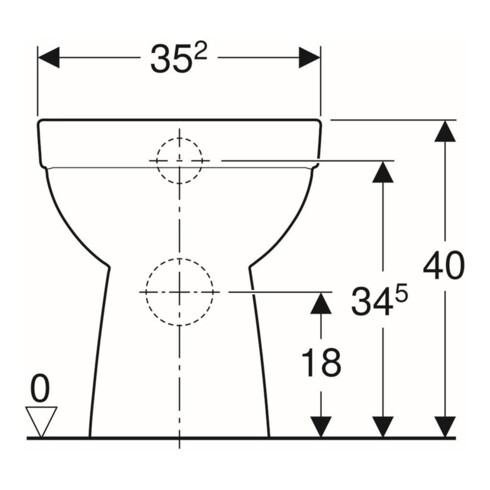 Geberit WC sur pied, chasse profonde Renova évac. hor., semi-fermé, rimfree, blanc