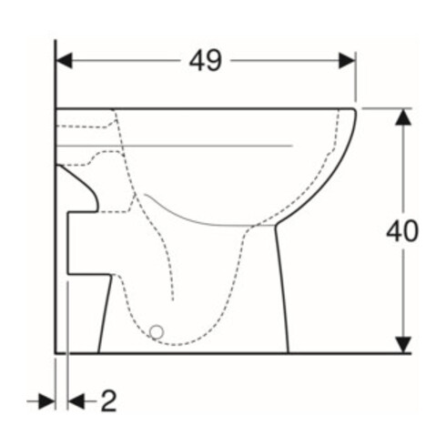 Geberit WC sur pied, chasse profonde Renova évac. hor., semi-fermé, rimfree, blanc