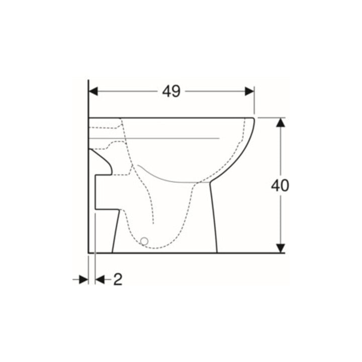 Geberit WC sur pied, chasse profonde Renova évac. hor., semi-fermé, rimfree, blanc