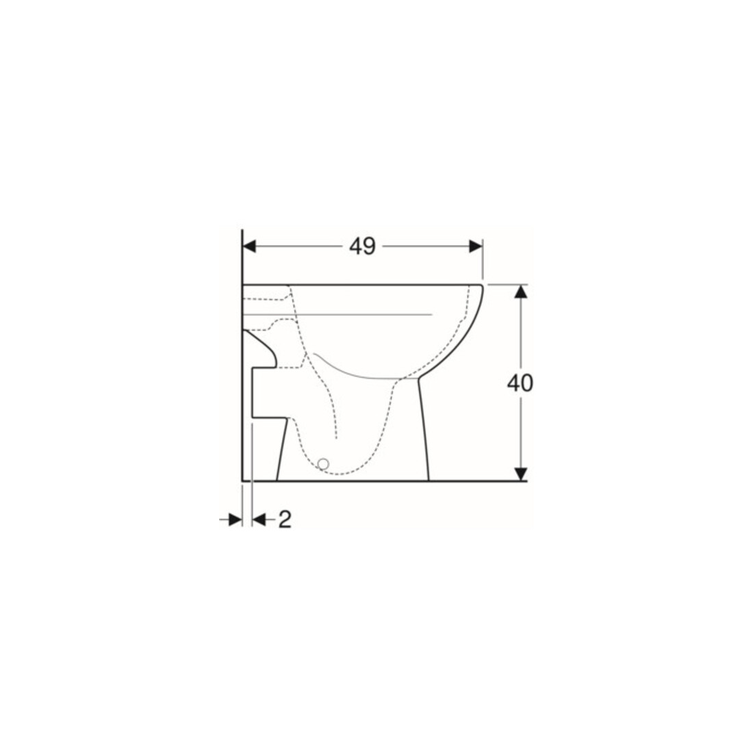 Geberit WC sur pied, chasse profonde Renova évac. hor., semi-fermé, rimfree, blanc
