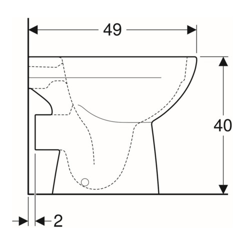 Geberit WC sur pied, chasse profonde Renova évac. hor., semi-fermé, rimfree, blanc