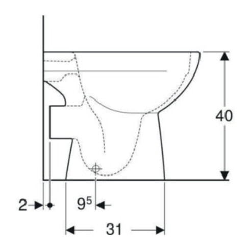 Geberit WC sur pied, chasse profonde Renova évac. hor., semi-fermé, rimfree, blanc