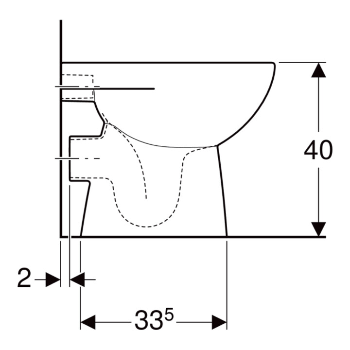 Geberit WC sur pied, chasse profonde Renova w K-T., pour UP-/ APS, sortie horizontale, partiellement fermé