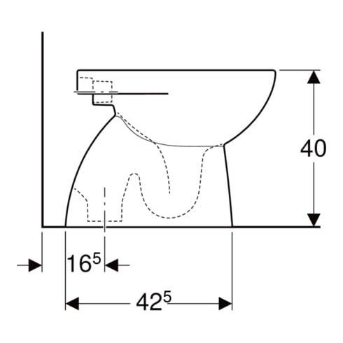 Geberit WC sur pied, cuvette à chasse profonde Renova w, f UP-/ AP-SPK, évac. vert., semi-fermée