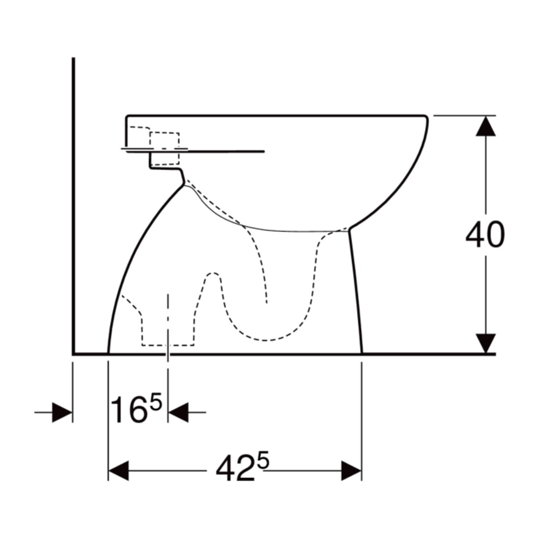 Geberit WC sur pied, cuvette à chasse profonde Renova w, f UP-/ AP-SPK, évac. vert., semi-fermée