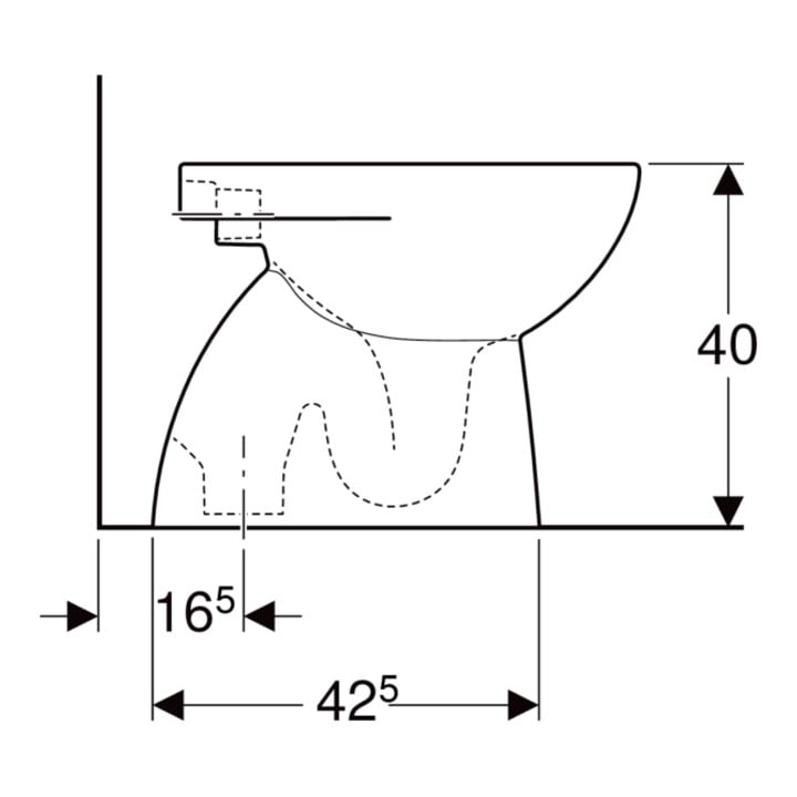 Geberit WC sur pied, cuvette à chasse profonde Renova w, f UP-/ AP-SPK, évac. vert., semi-fermée