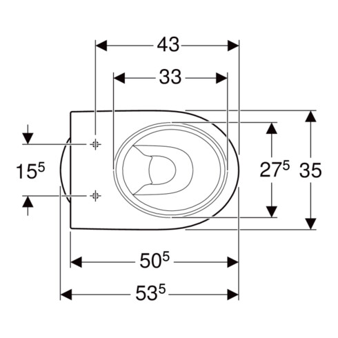 Geberit WC sur pied, cuvette à chasse profonde Renova w K-T., pour UP-/APS, sortie verticale, partiellement fermé