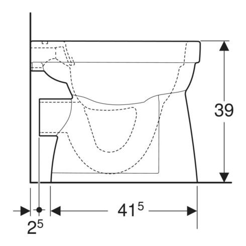 Geberit WC suspendu à chasse plate Renova 6 l, évac. hor., rimfree, blanc KeraTect
