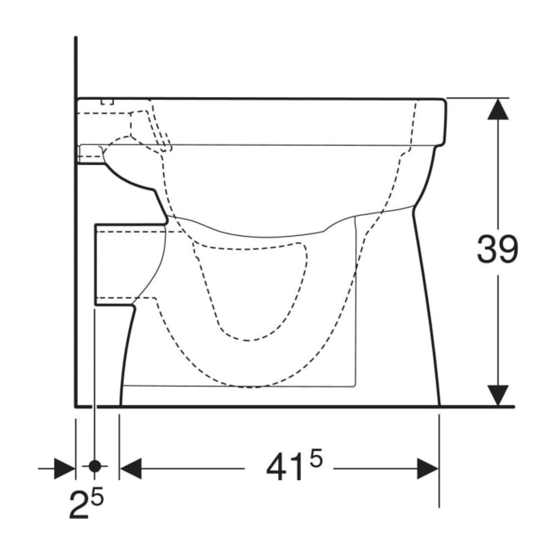 Geberit WC suspendu à chasse plate Renova 6 l, évac. hor., rimfree, blanc KeraTect