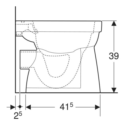 Geberit WC suspendu à chasse plate Renova 6 l, sortie horizontale, sans rebord, blanc