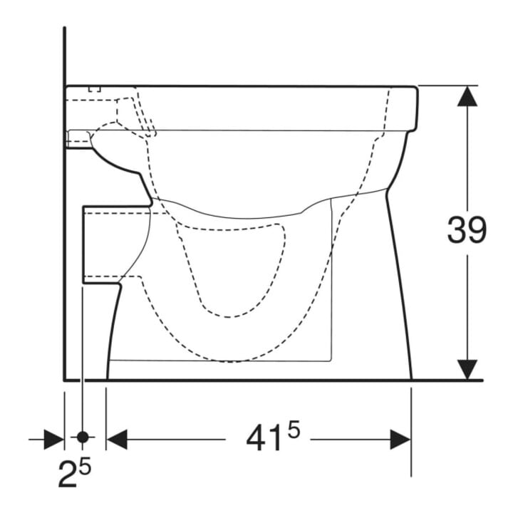 Geberit WC suspendu à chasse plate Renova 6 l, sortie horizontale, sans rebord, blanc