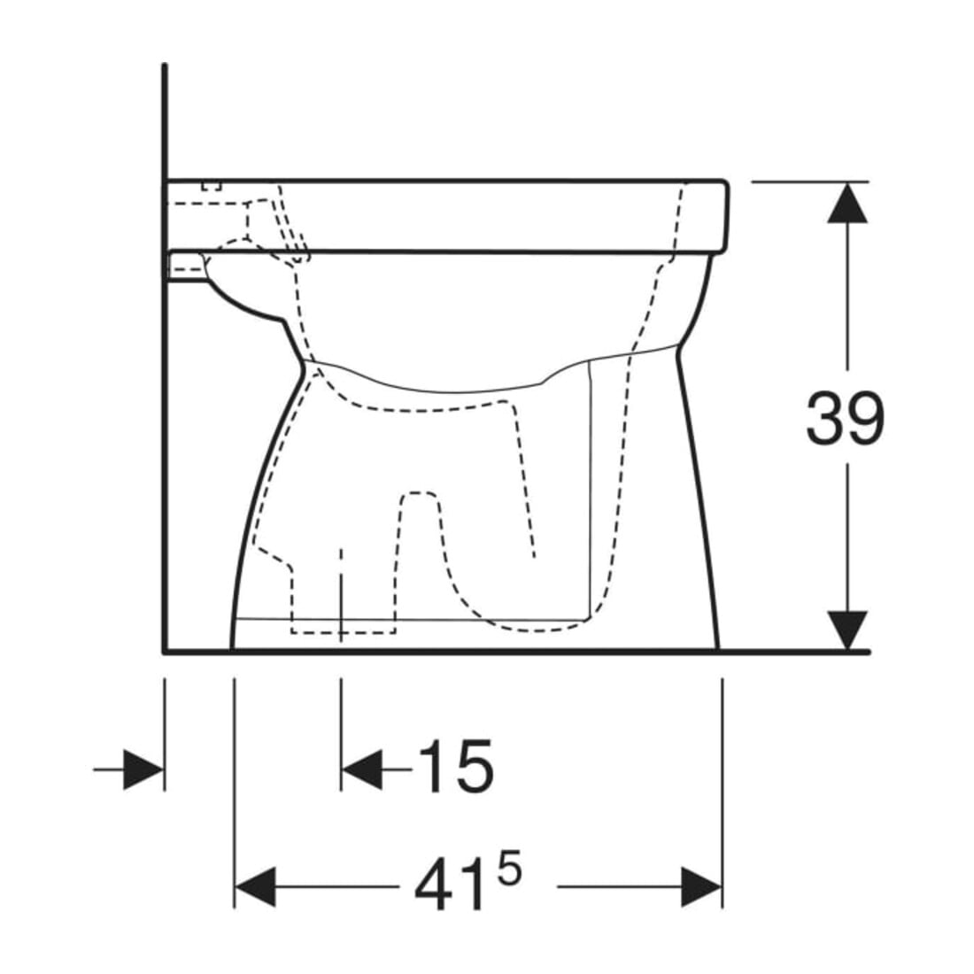 Geberit WC suspendu à chasse plate Renova 6 l, sortie verticale, sans rebord, blanc