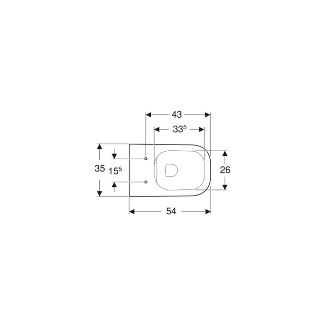 Geberit WC suspendu à chasse profonde Smyle Square KeraTect/blanc, 4,5 l, avec bride fermée, rimfree