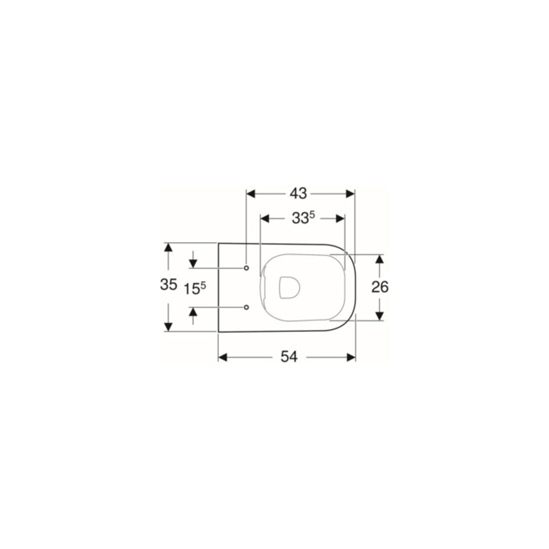 Geberit WC suspendu à chasse profonde Smyle Square KeraTect/blanc, 4,5 l, avec bride fermée, rimfree