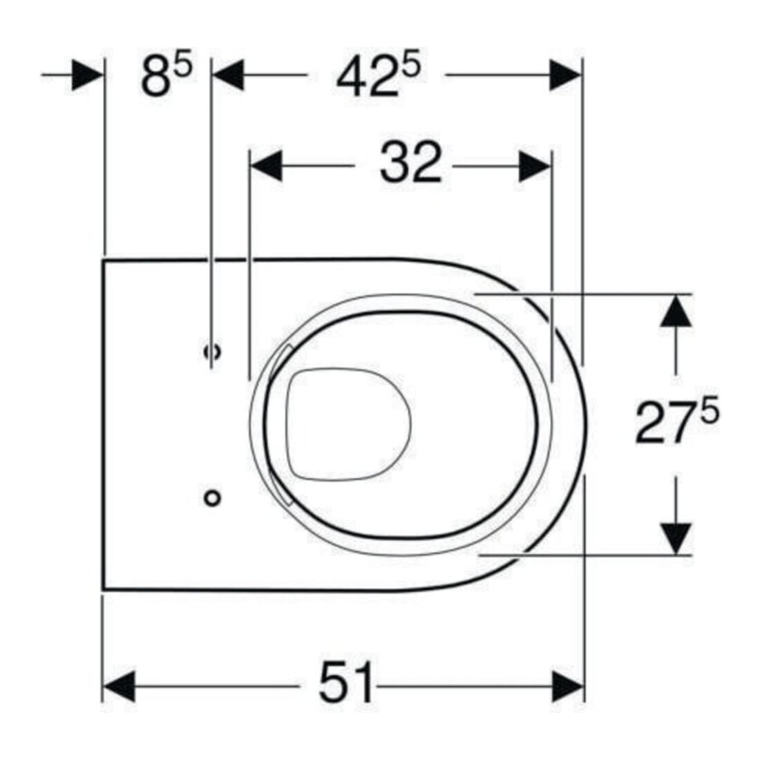 Geberit WC suspendu, chasse profonde Acanto 4,5 l, fermé, rimfree, blanc