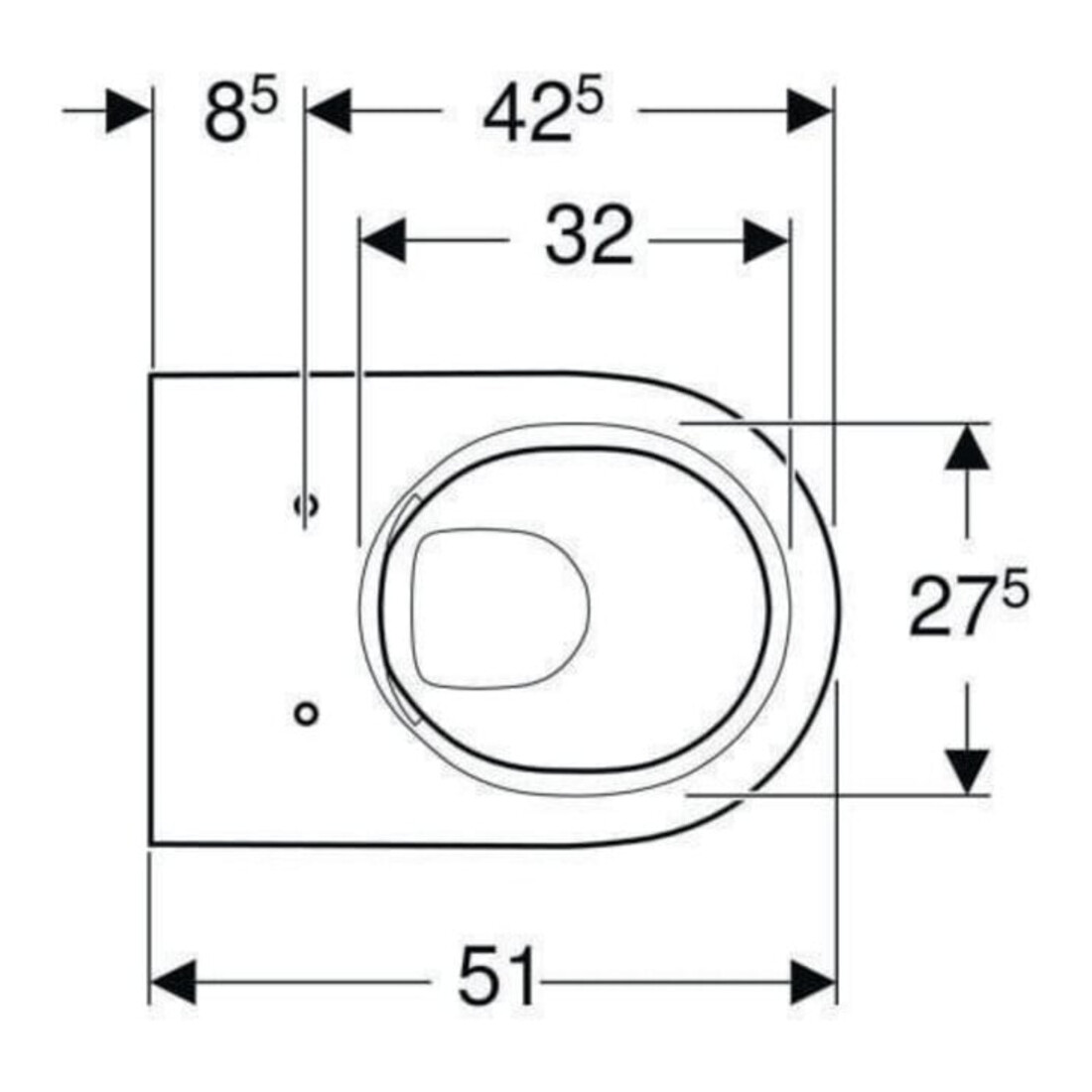 Geberit WC suspendu, chasse profonde Acanto 4,5 l, fermé, rimfree, blanc KeraTect