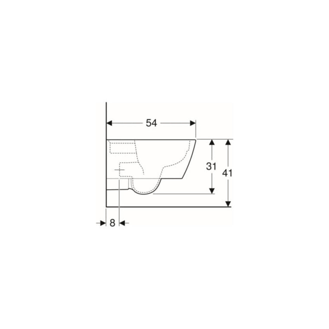 Geberit WC suspendu, chasse profonde iCon Square 35x54 cm, forme fermée, rimfree, blanc