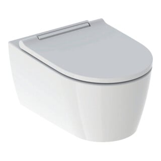 Geberit WC suspendu, chasse profonde One avec siège WC, blanc/chrome brillant