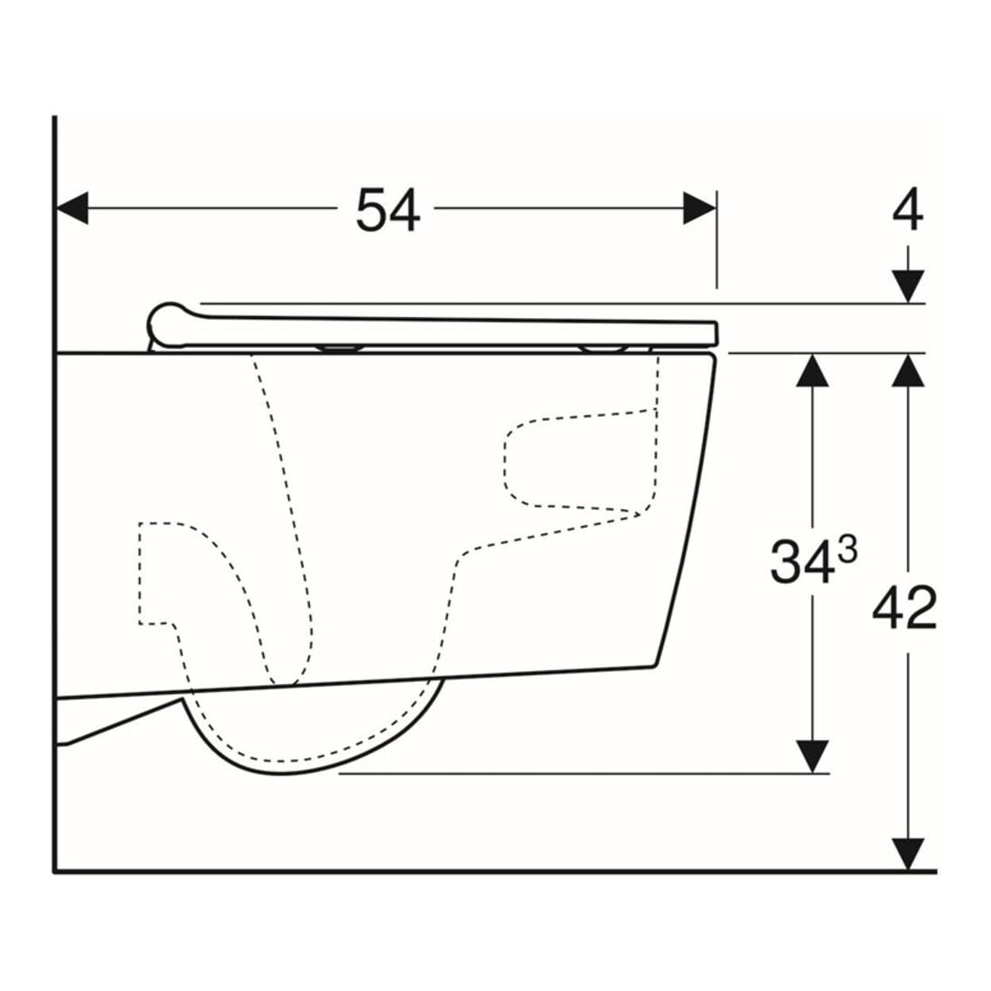 Geberit WC suspendu, chasse profonde One avec siège WC, blanc/chrome brillant