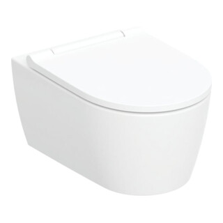 Geberit WC suspendu, chasse profonde One fermé, TurboFlush, avec siège, blanc mat