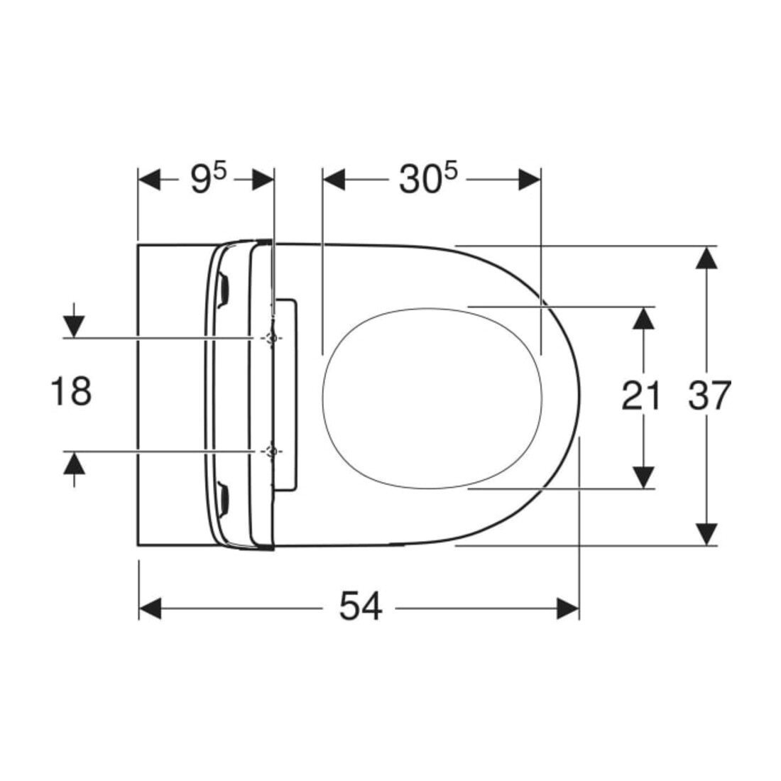 Geberit WC suspendu, chasse profonde One fermé, TurboFlush, avec siège, blanc mat
