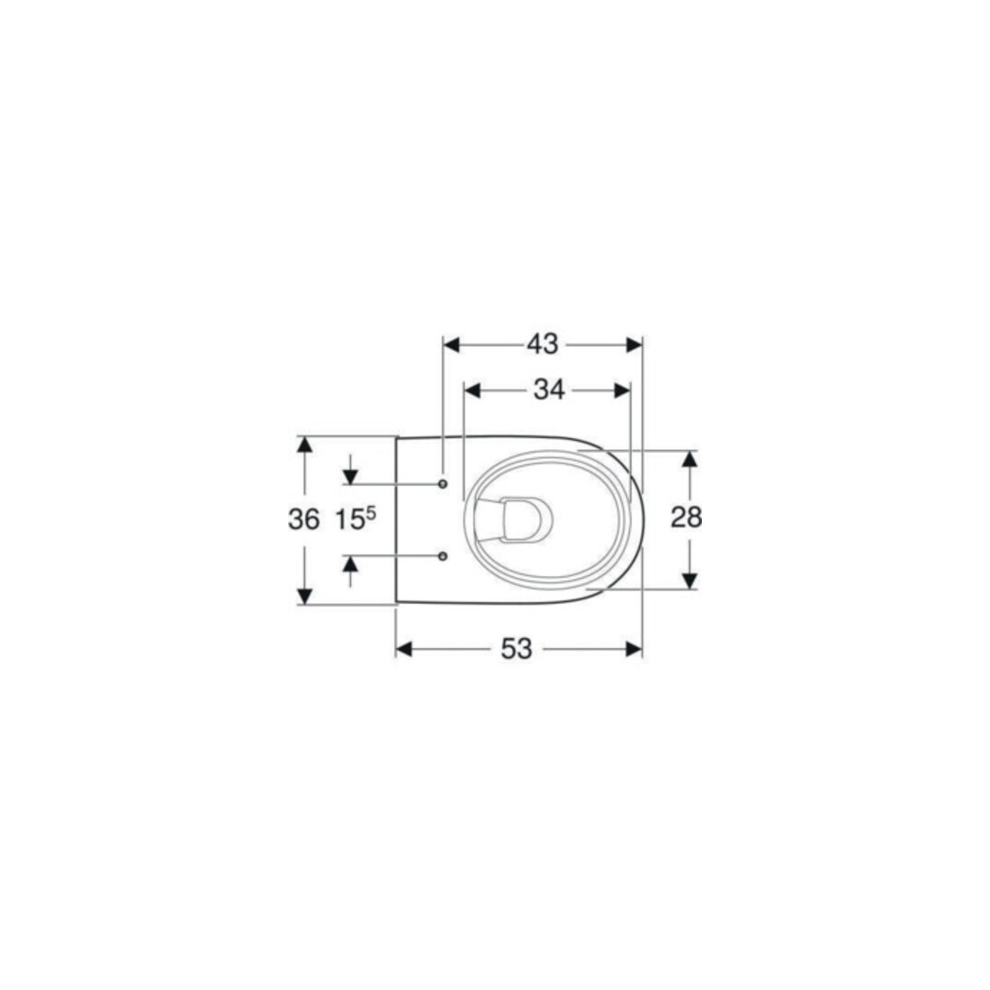 Geberit WC suspendu, chasse profonde Renova 6/5 l, forme partiellement fermée, rimfree, blanc
