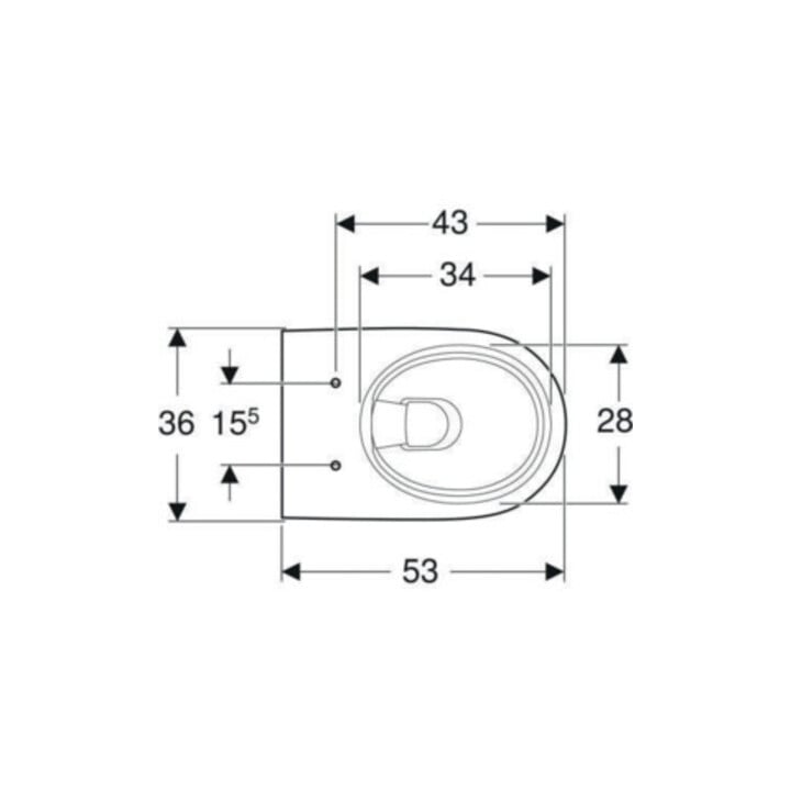 Geberit WC suspendu, chasse profonde Renova 6/5 l, forme partiellement fermée, rimfree, blanc