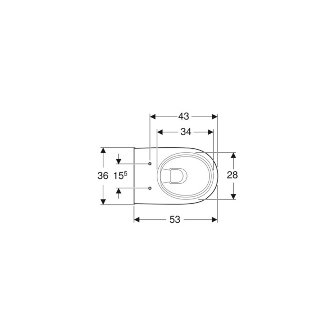 Geberit WC suspendu, chasse profonde Renova 6/5 l, forme partiellement fermée, rimfree, blanc