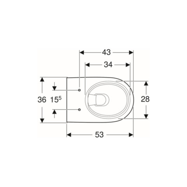 Geberit WC suspendu, chasse profonde Renova 6/5 l, forme partiellement fermée, rimfree, blanc