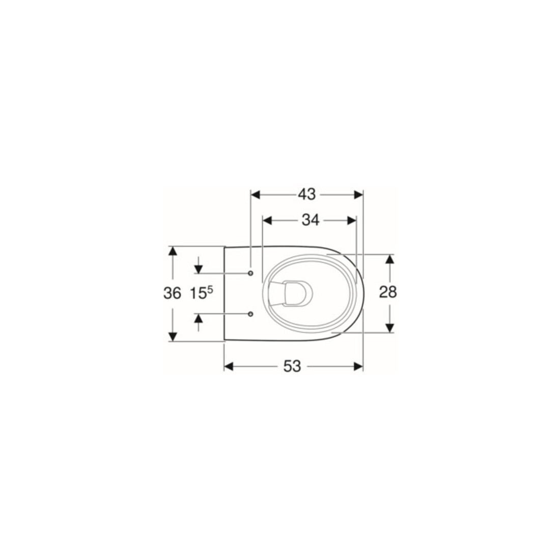 Geberit WC suspendu, chasse profonde Renova 6/5 l, forme partiellement fermée, rimfree, blanc