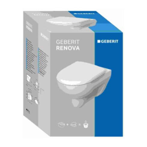 Geberit WC suspendu, chasse profonde Renova 6/5 l, kit, avec abattant, blanc