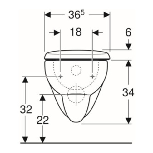 Geberit WC suspendu, chasse profonde Renova 6/5 l, kit, avec abattant, blanc