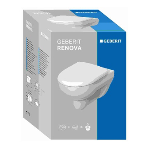 Geberit WC suspendu, chasse profonde Renova 6/5 l, kit, avec abattant, blanc