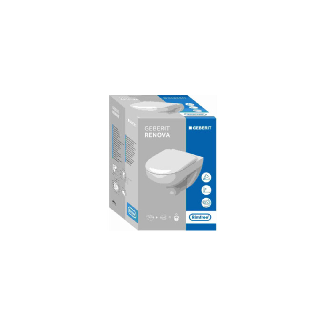 Geberit WC suspendu, chasse profonde Renova 6 l, sans bride, avec abattant, blanc