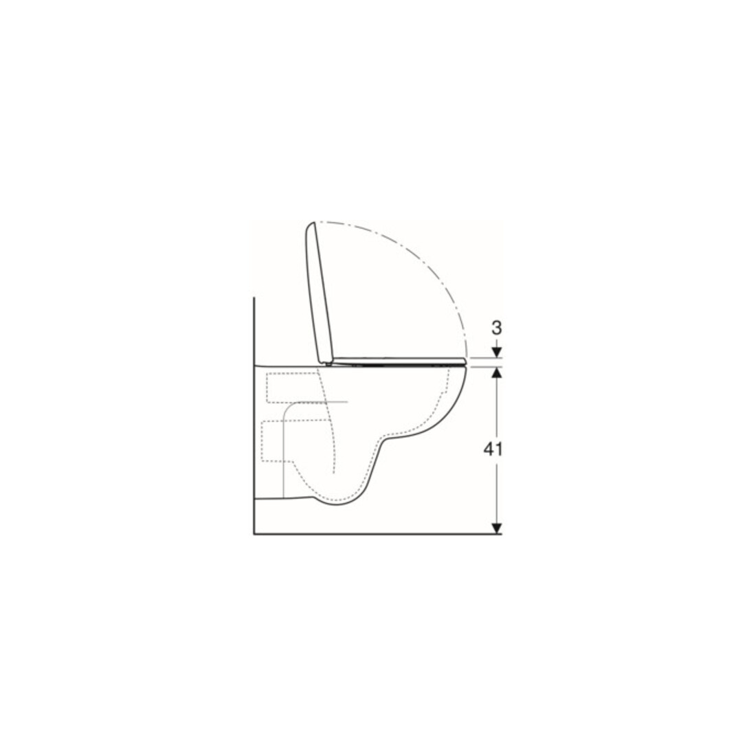 Geberit WC suspendu, chasse profonde Renova 6 l, sans bride, avec abattant, blanc