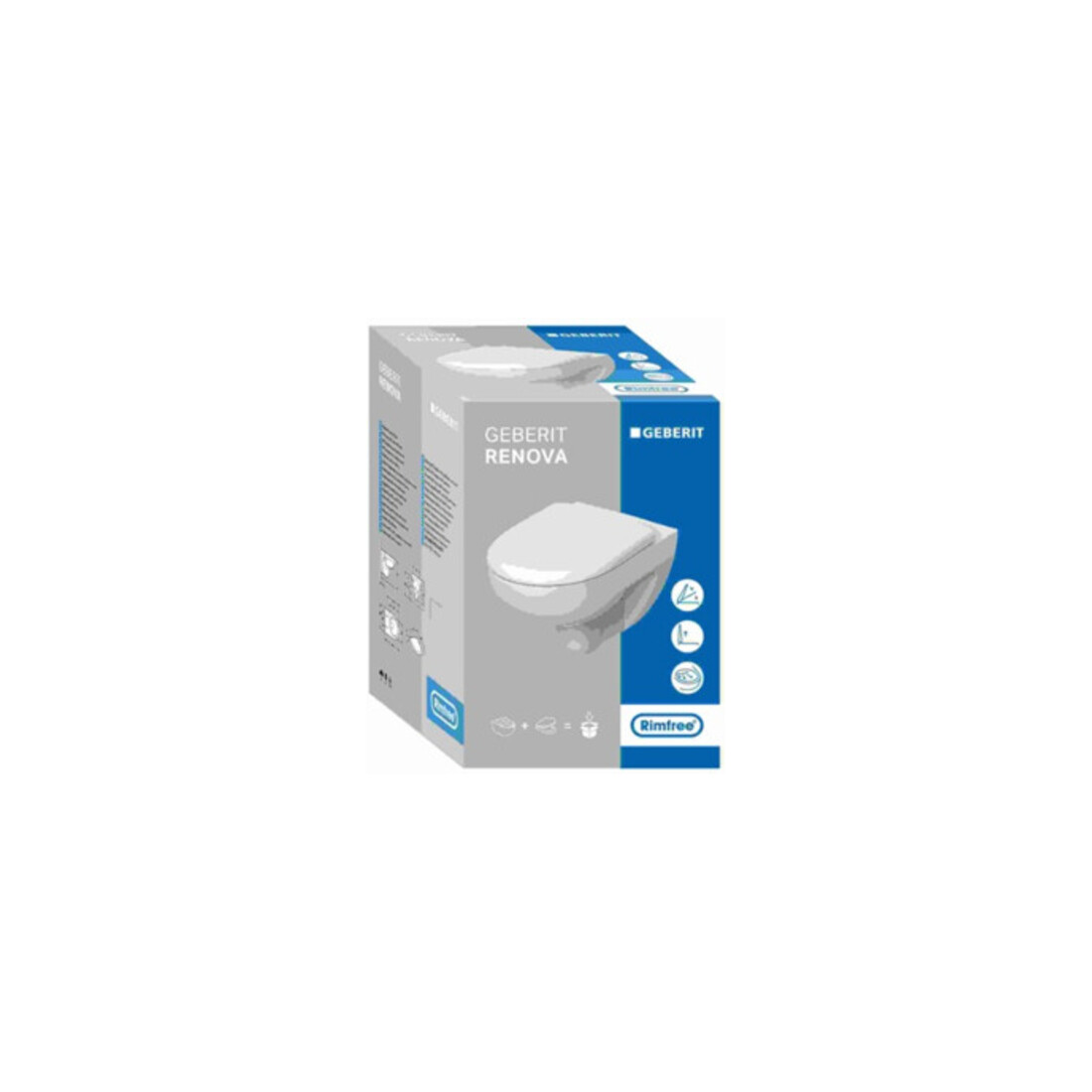 Geberit WC suspendu, chasse profonde Renova 6 l, sans bride, avec abattant, blanc