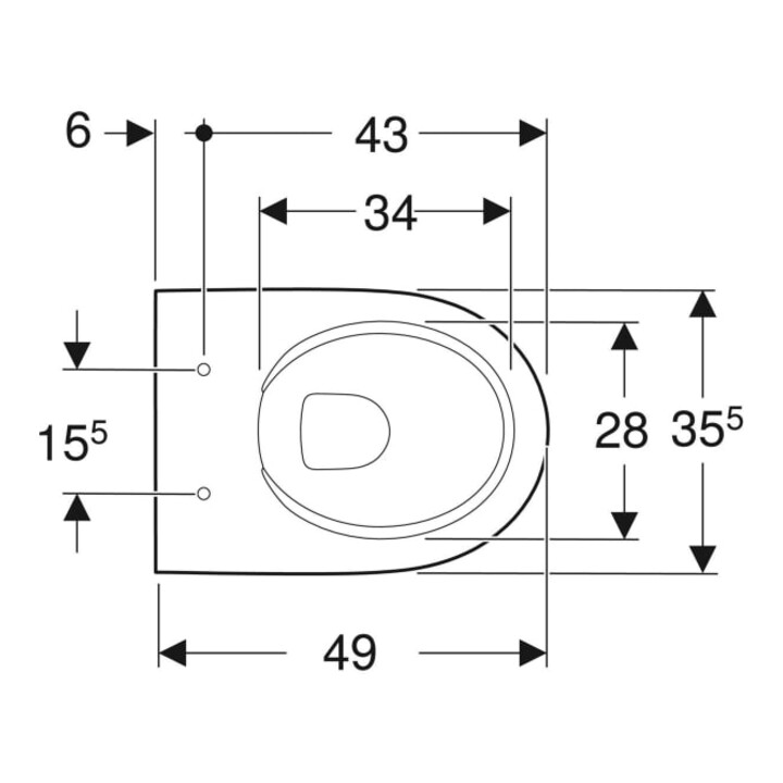 Geberit WC suspendu, chasse profonde Renova Compact 6/5 l, vrk A, fermé, sans bride, blanc