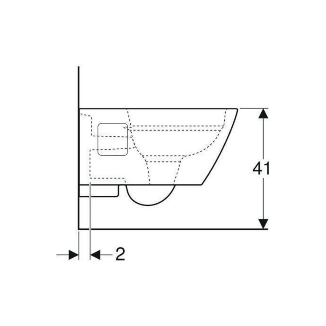 Geberit WC suspendu, chasse profonde Renova Plan 6/5 l, forme semi-fermée, sans rebord, blanc