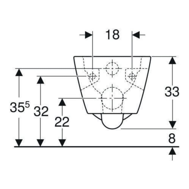Geberit WC suspendu, chasse profonde Renova Plan 6/5 l, forme semi-fermée, sans rebord, blanc