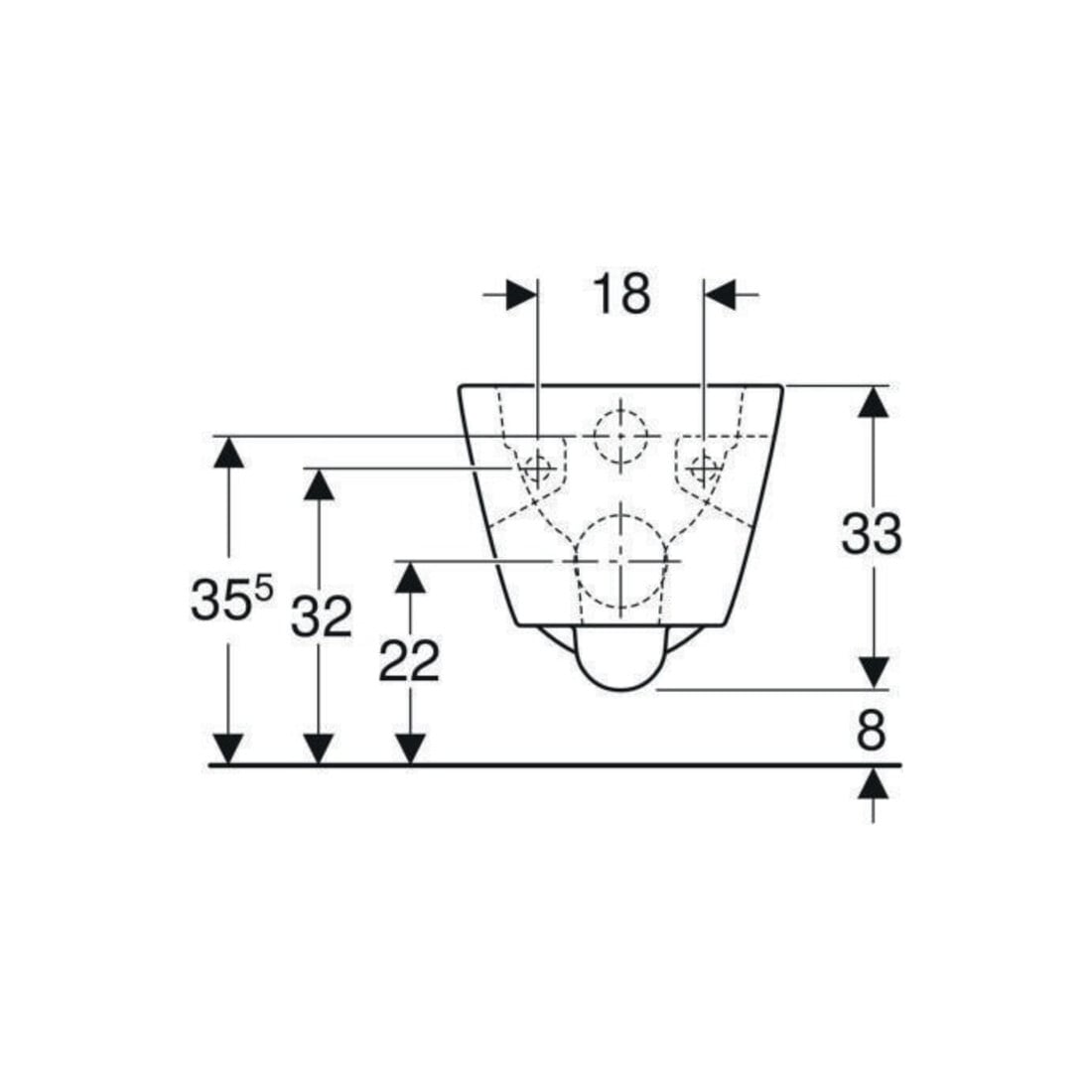 Geberit WC suspendu, chasse profonde Renova Plan 6/5 l, forme semi-fermée, sans rebord, blanc