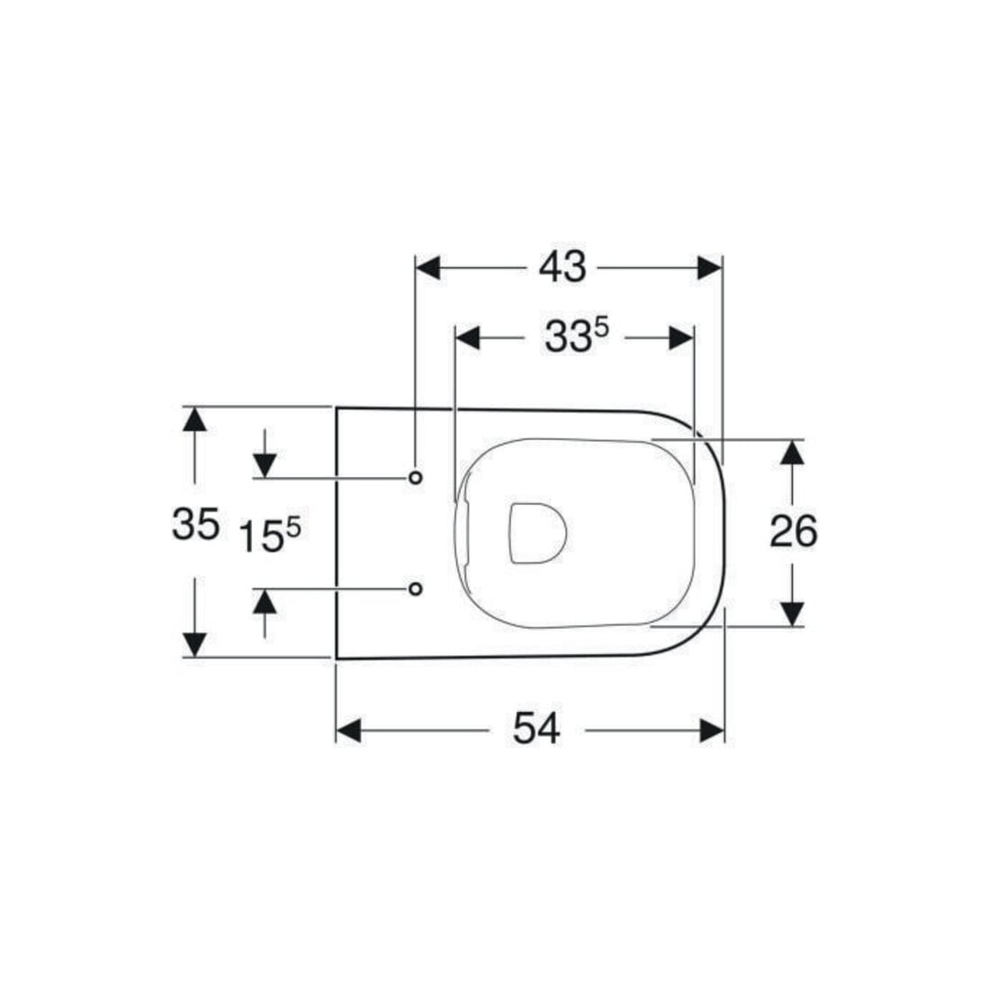 Geberit WC suspendu, chasse profonde Renova Plan 6/5 l, forme semi-fermée, sans rebord, blanc