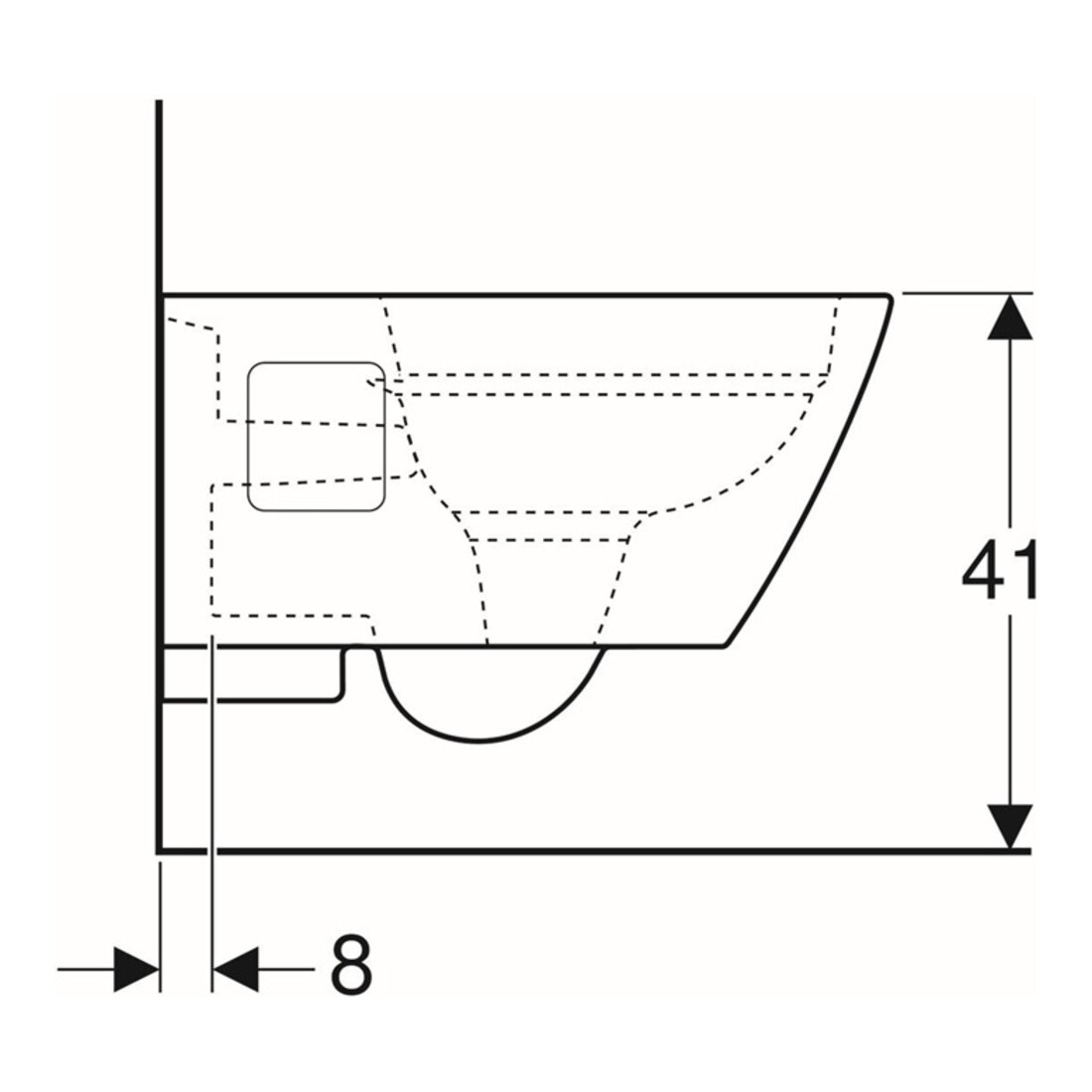 Geberit WC suspendu, chasse profonde Renova Plan 6/5 l, forme semi-fermée, sans rebord, blanc