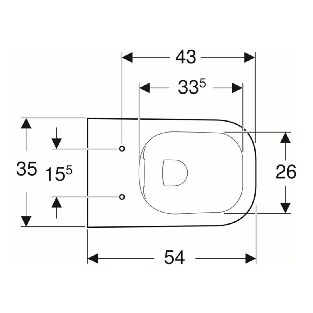 Geberit WC suspendu, chasse profonde Renova Plan 6/5 l, forme semi-fermée, sans rebord, blanc