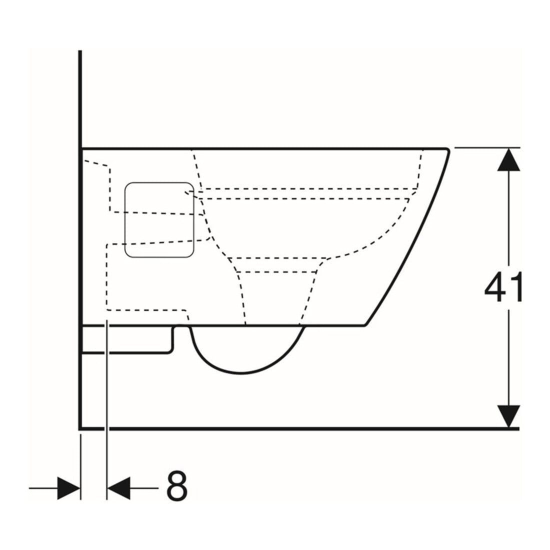 Geberit WC suspendu, chasse profonde Renova Plan 6/5 l, forme semi-fermée, sans rebord, blanc