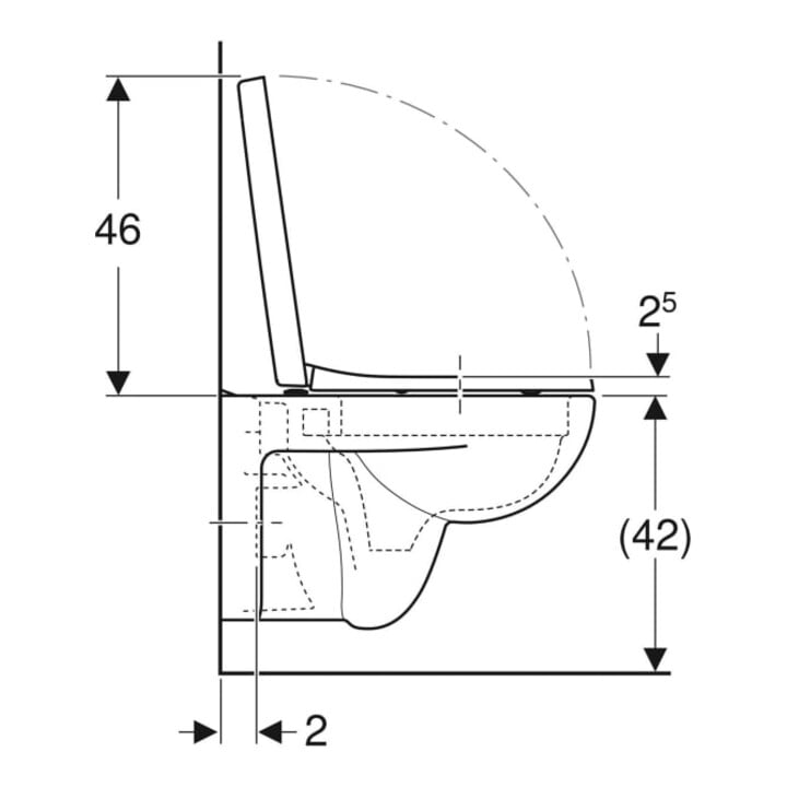 Geberit WC suspendu, chasse profonde Renova Plan 6/5 l, sans rebord, avec siège WC, blanc