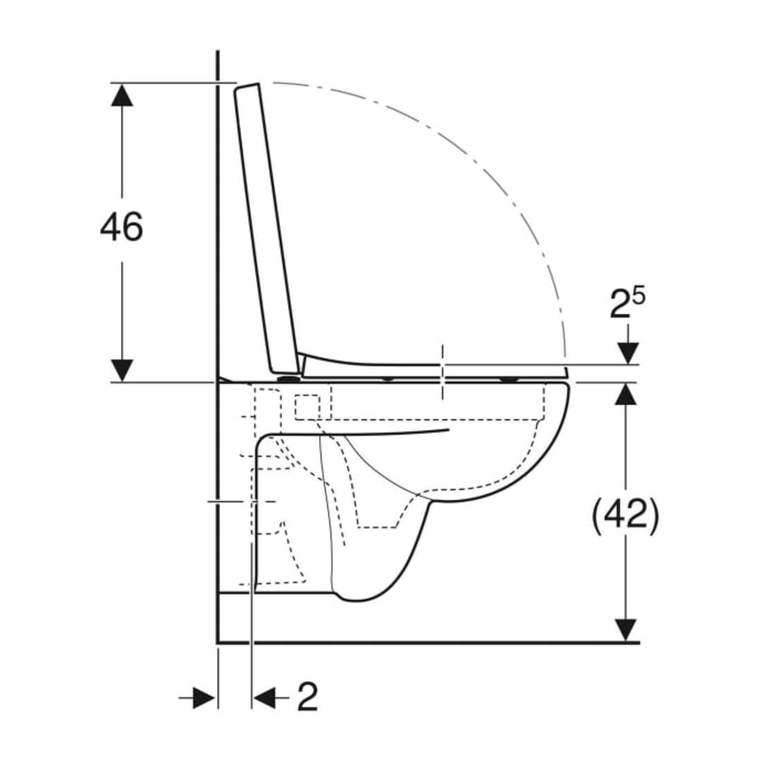 Geberit WC suspendu, chasse profonde Renova Plan 6/5 l, sans rebord, avec siège WC, blanc