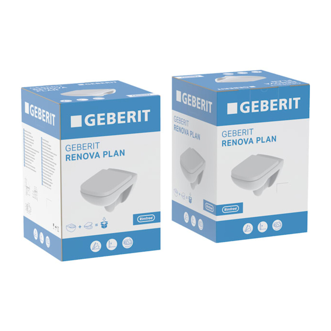Geberit WC suspendu, chasse profonde Renova Plan 6/5 l, sans rebord, avec siège WC, blanc