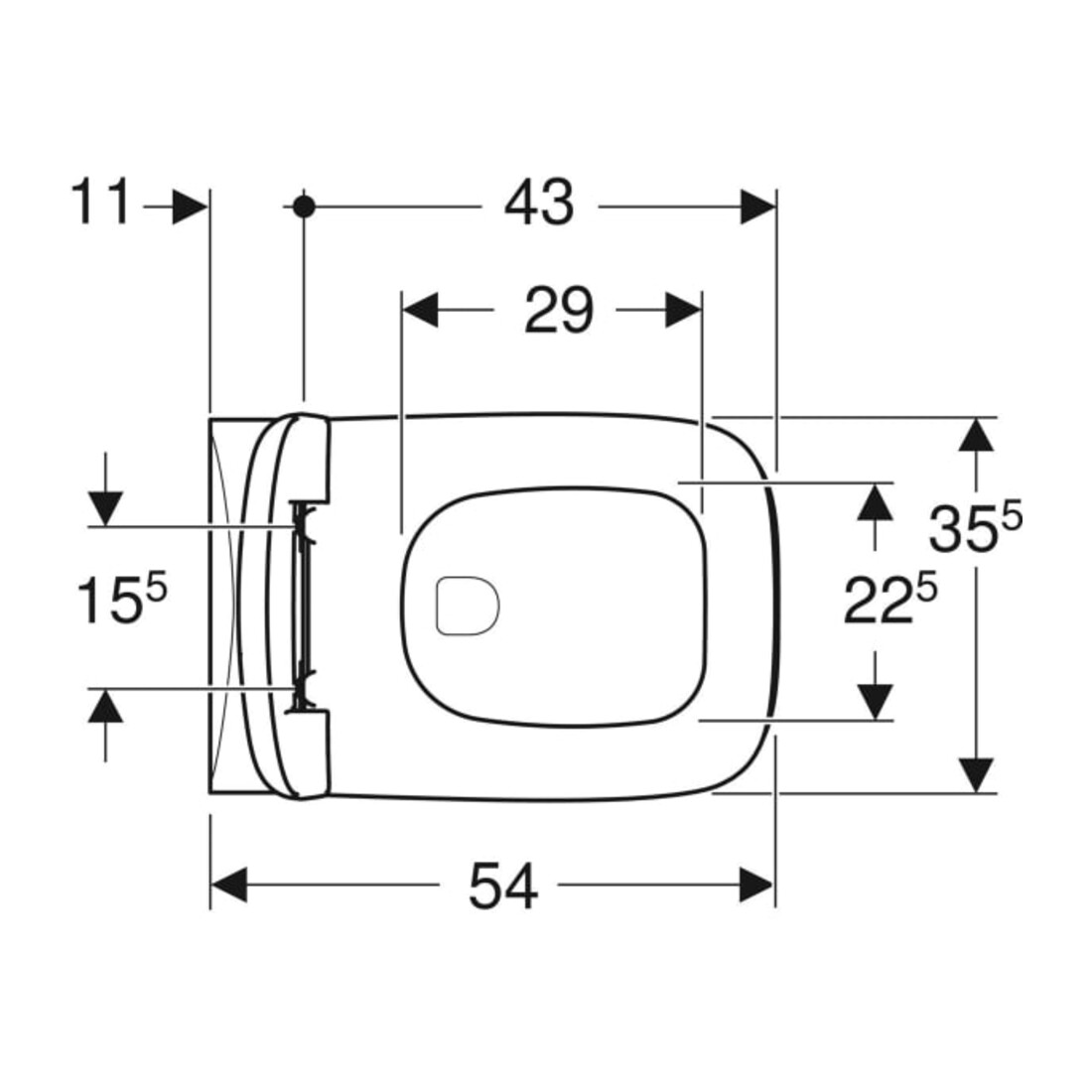Geberit WC suspendu, chasse profonde Renova Plan 6/5 l, sans rebord, avec siège WC, blanc