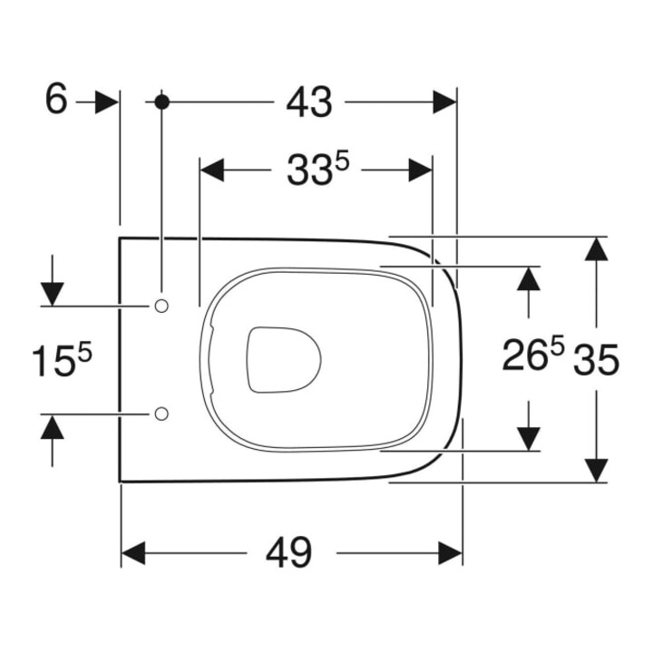 Geberit WC suspendu, chasse profonde Smyle Square 4,5 l, évac. cachée, fermé, sans bride, blanc